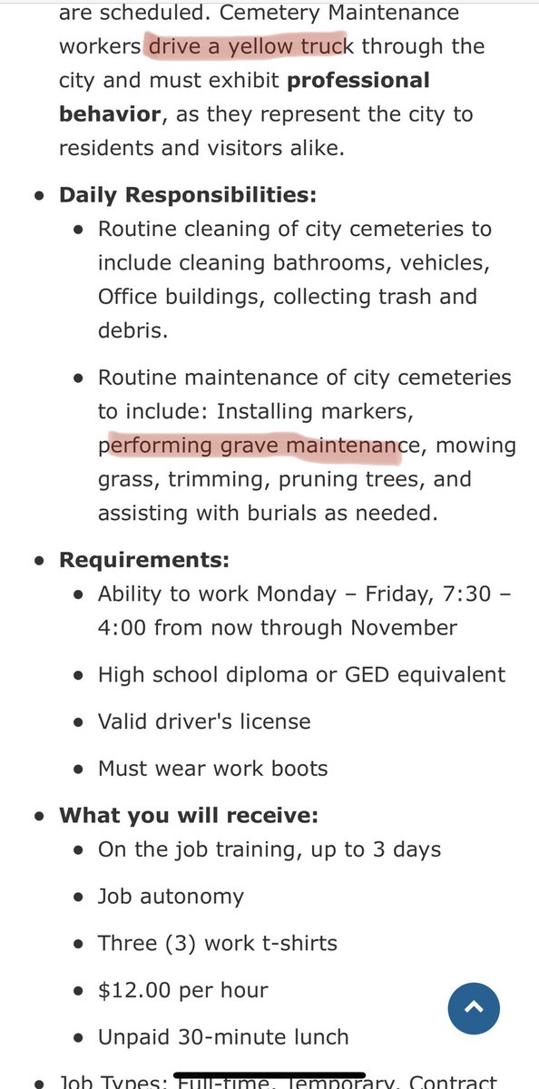 Why does a Democrat-run staffing agency in a swing state need a “dependable” “cemetery maintenance worker” in election year? What a bizarre job offering...