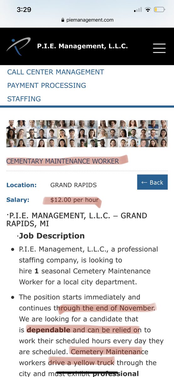 Why does a Democrat-run staffing agency in a swing state need a “dependable” “cemetery maintenance worker” in election year? What a bizarre job offering...