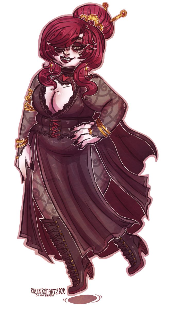 RozenRotArt's tweet photo. Working on a character sheet for my fanwalker, Elisaveta Falkenrath.
I wanted to finally decide on a look for her so... I think this is it! She doesn't have the MOST bling but :p
#fanwalker #DigitalArt #characterdesign #doodles #MagicTheGathering #MtGFanwalker #Vampire https://t.co/WmTL7A26xI