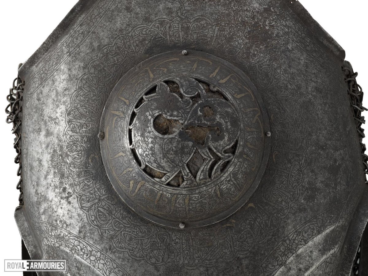 (7/10) This 16th-century Shaffron from the armoury of Hagia Irene in modern-day Istanbul is inscribed: “Eternal glory and prosperity and good fortune (to the wearer)” XXVIH.3 on display in our Leeds Museum