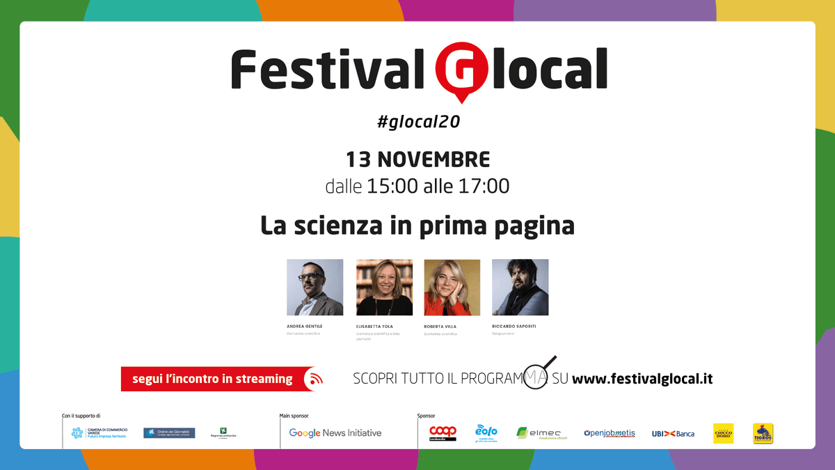 sapomnia's tweet photo. Cosa succede quando la scienza finisce in prima pagina?
Come si raccontano complessità ed incertezza?
Oggi alle 15 a @festivalglocal lo chiederò a @RobiVil @elisabetta_tola e @doctorkind 
Siamo in diretta streaming qui: https://t.co/MJxZGc5b9p
#glocal20 https://t.co/8lRg3uXso1