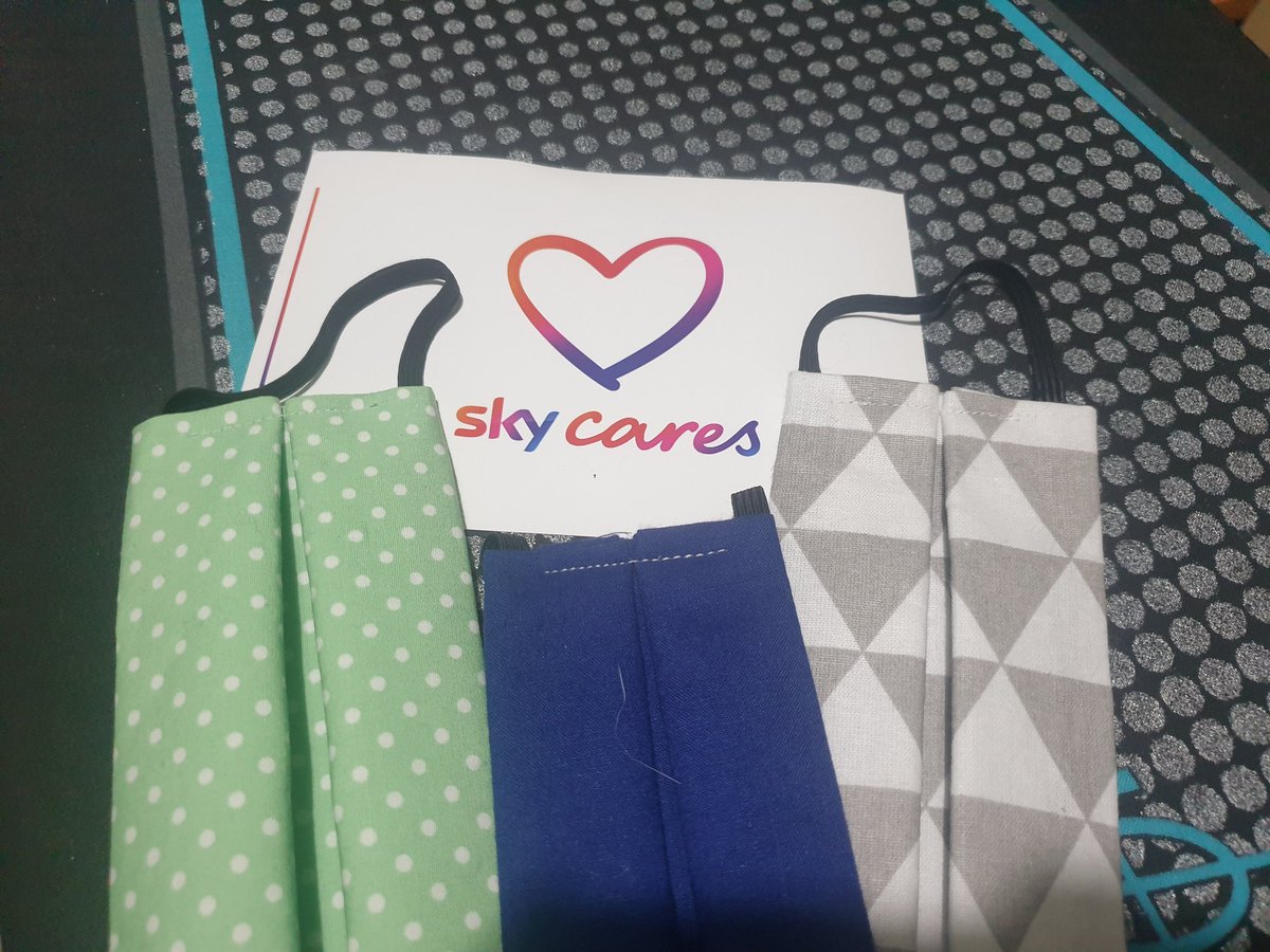 ItsRaeCee's tweet photo. Enjoyed an afternoon of making cloth masks to gift to local charities #skycares #lifeatsky https://t.co/x5X37pdxMC
