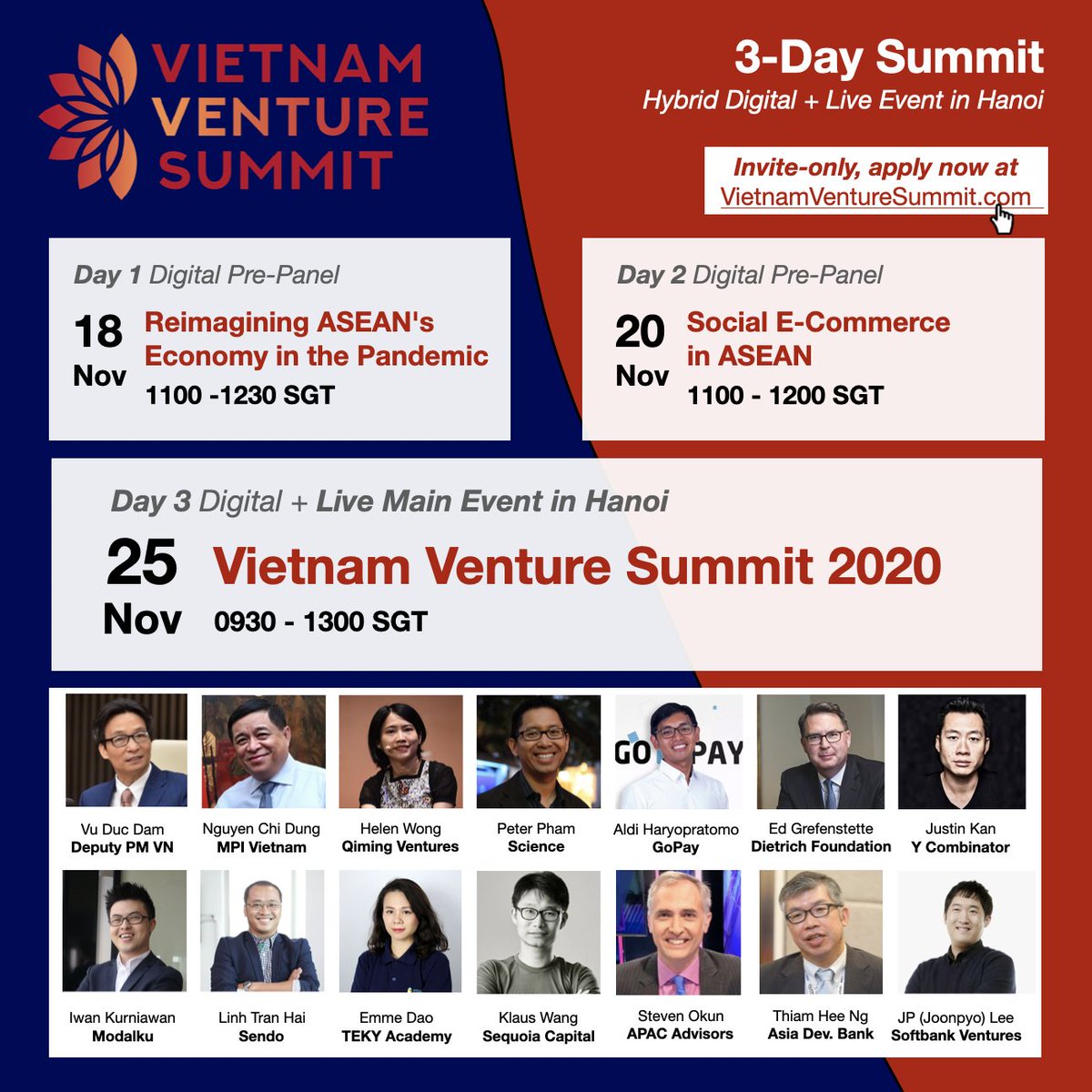 GoldenGateVC's tweet photo. ✨Vietnam Venture Summit 2020✨  

Nov 18/20/25 - closed-door convos with founders from: Twitch, Sendo, GoPay, Got-It, Momo, VNPay, TEKY, Enswers, Dollar Shave Club, Modalku, ...

While free, spots are limited (use @GoldenGateVC for the referral code)

https://t.co/ExhFrpd0o9 https://t.co/dBqFzcDG0r