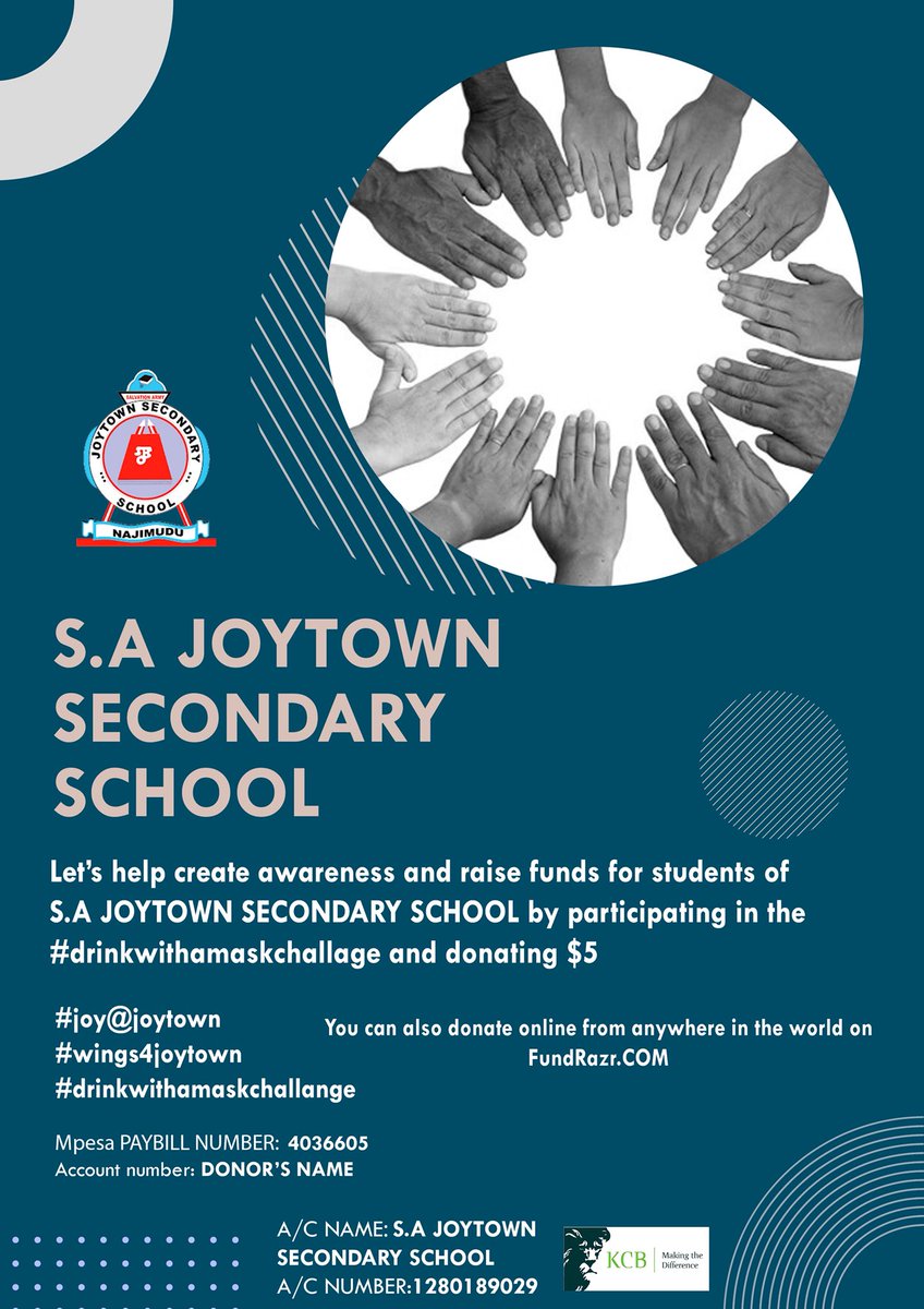 JoytownSchool's tweet photo. #drinkwithamaskchallenge￼
#wings4joytown
#joy@joytown

Giving to S.A. Joytown Secondary Joytown is the best gift you can give the world https://t.co/ynJZqzq7R0