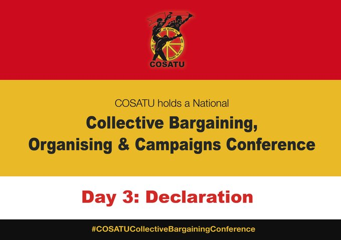 _cosatu's tweet photo. #COSATUCollectiveBargainingConference will carry #COSATU Closing Address Live to be delivered by #COSATU President, Zingiswa Losi and a link will be shared shortly @ThetoThakane @Xoli_Mngambi @HajraOmarjee @NatashaN_Phiri @samkelemaseko @AldrinSampear @SakinaKamwendo @SABCNews https://t.co/XmtF2HSLPQ