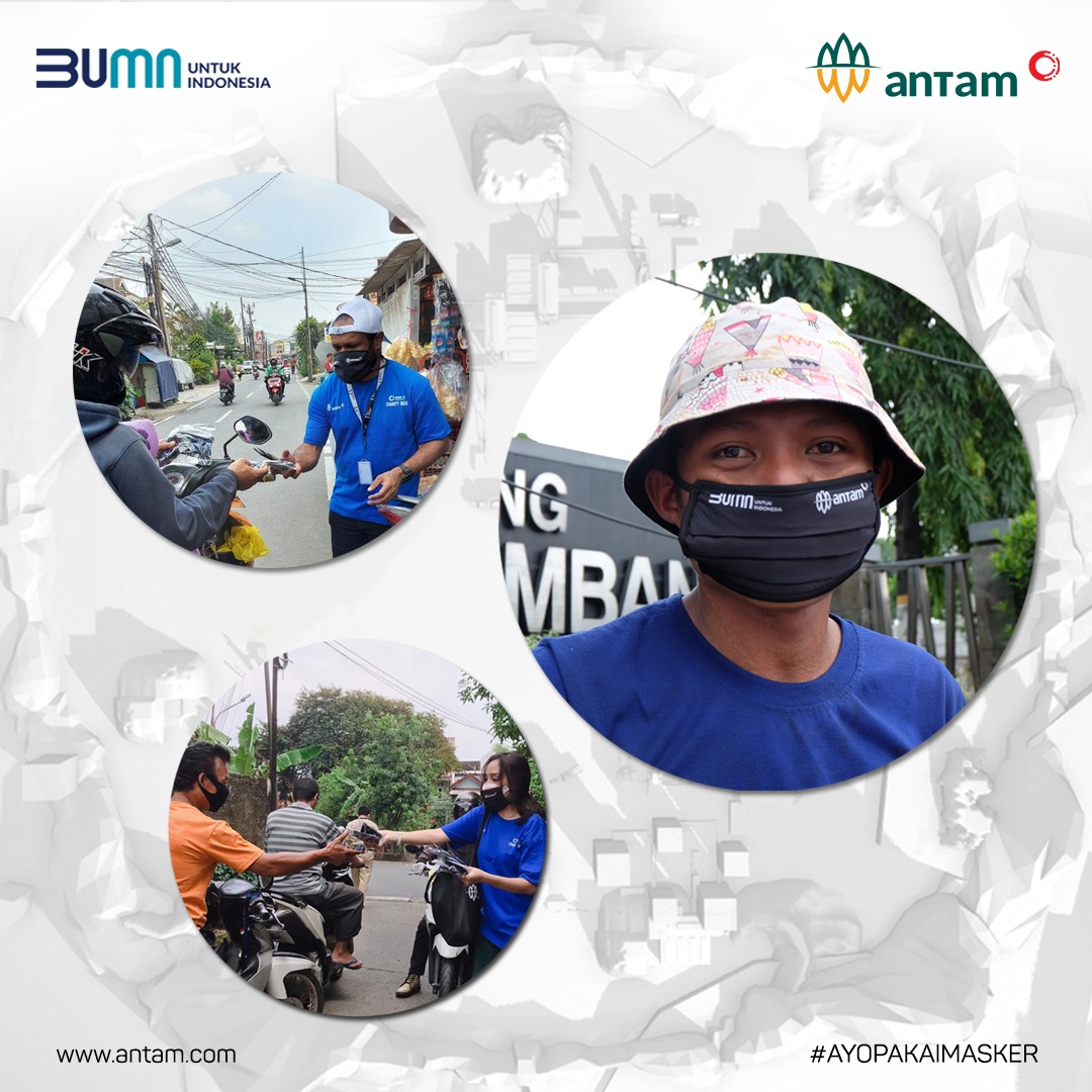 OfficialAntam's tweet photo. ANTAM melaksanakan Aksi Charity Week dalam rangka HUT ke-3 MIND ID dengan pembagian 1000 pcs masker dan sosialisasi Adaptasi Kebiasaan Baru untuk warga masyarakat yang melintas dan pedagang di area Kantor Gedung Antam, https://t.co/Y8oImGTDvT
#HUTMINDID
#INCREDIBLE3rdYear https://t.co/WE42FVkaE8