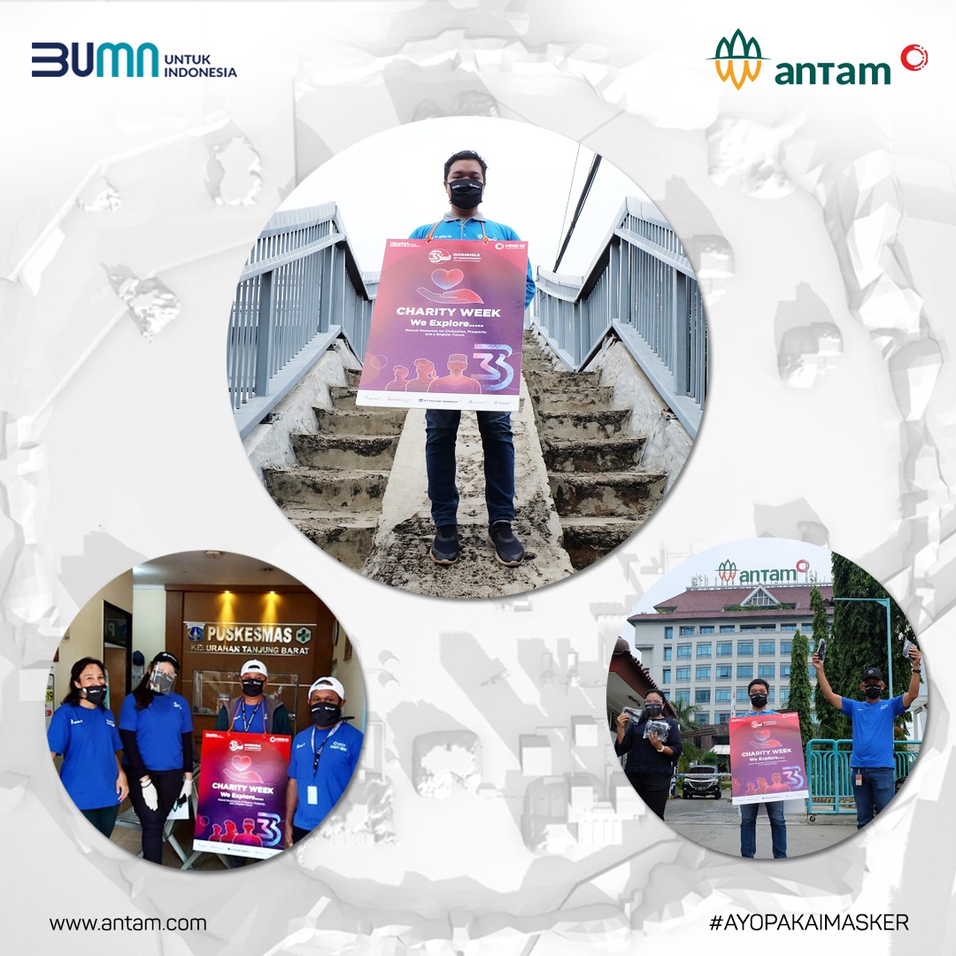 OfficialAntam's tweet photo. ANTAM melaksanakan Aksi Charity Week dalam rangka HUT ke-3 MIND ID dengan pembagian 1000 pcs masker dan sosialisasi Adaptasi Kebiasaan Baru untuk warga masyarakat yang melintas dan pedagang di area Kantor Gedung Antam, https://t.co/Y8oImGTDvT
#HUTMINDID
#INCREDIBLE3rdYear https://t.co/WE42FVkaE8