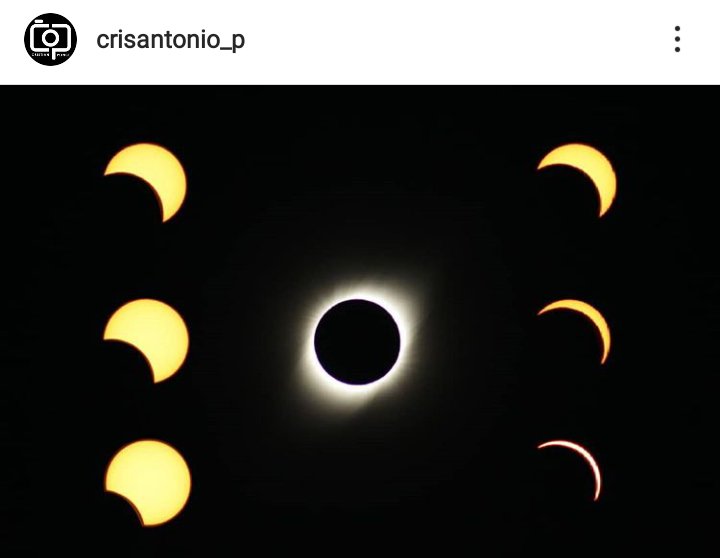 CrisantonioP's tweet image. Fases del eclipse solar total en la región de Atacama 2019

#eclipse2019 
#eclipsesolar
#eclipse
#eclipsesolar 
#atacama
#incahuasi
#instachile 
#chilegram 
#photoofday #_ipc
instagram.com/p/BzcOErplwow/…