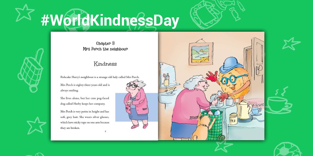 FishcakeHarry's tweet photo. Happy #WorldKindnessDay2020 The most perfect day to introduce Fishcake Harry's neighbour - Mrs Perch.
A very kind lady who loves to help others - you will meet Mrs Perch in Chapter 3 -Kindness.
#BeKind #fishcakeharry #childrensbooks #childrensauthor https://t.co/dZ3TnpTNyU