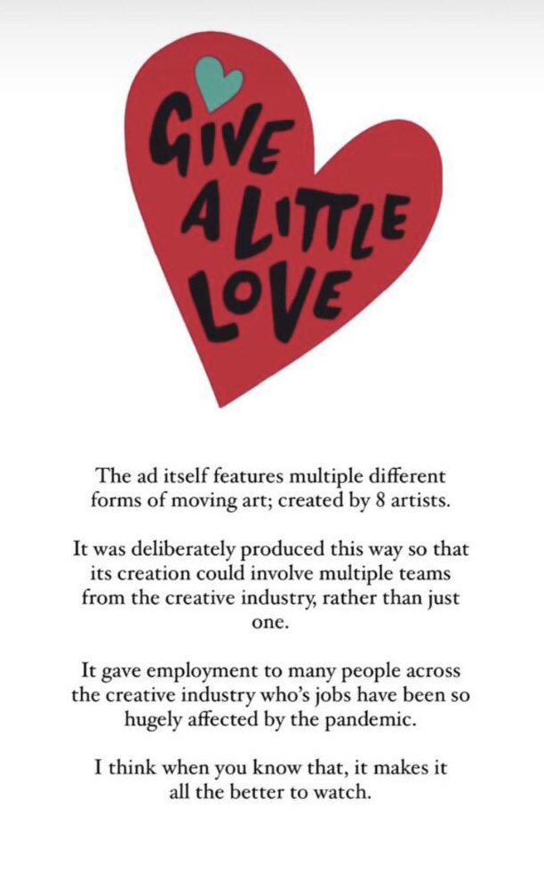 HawbagHaws's tweet photo. Love, hate or unarsed by the #johnlewischristmasadvert 

The key part is they had 8 separate creative teams working on each little scene, creating more work for the creative industries, in quite frankly desperate times. 

My favourite is the hedgehog pretending to be a pigeon ❤️ https://t.co/y6xHAsS5Jj