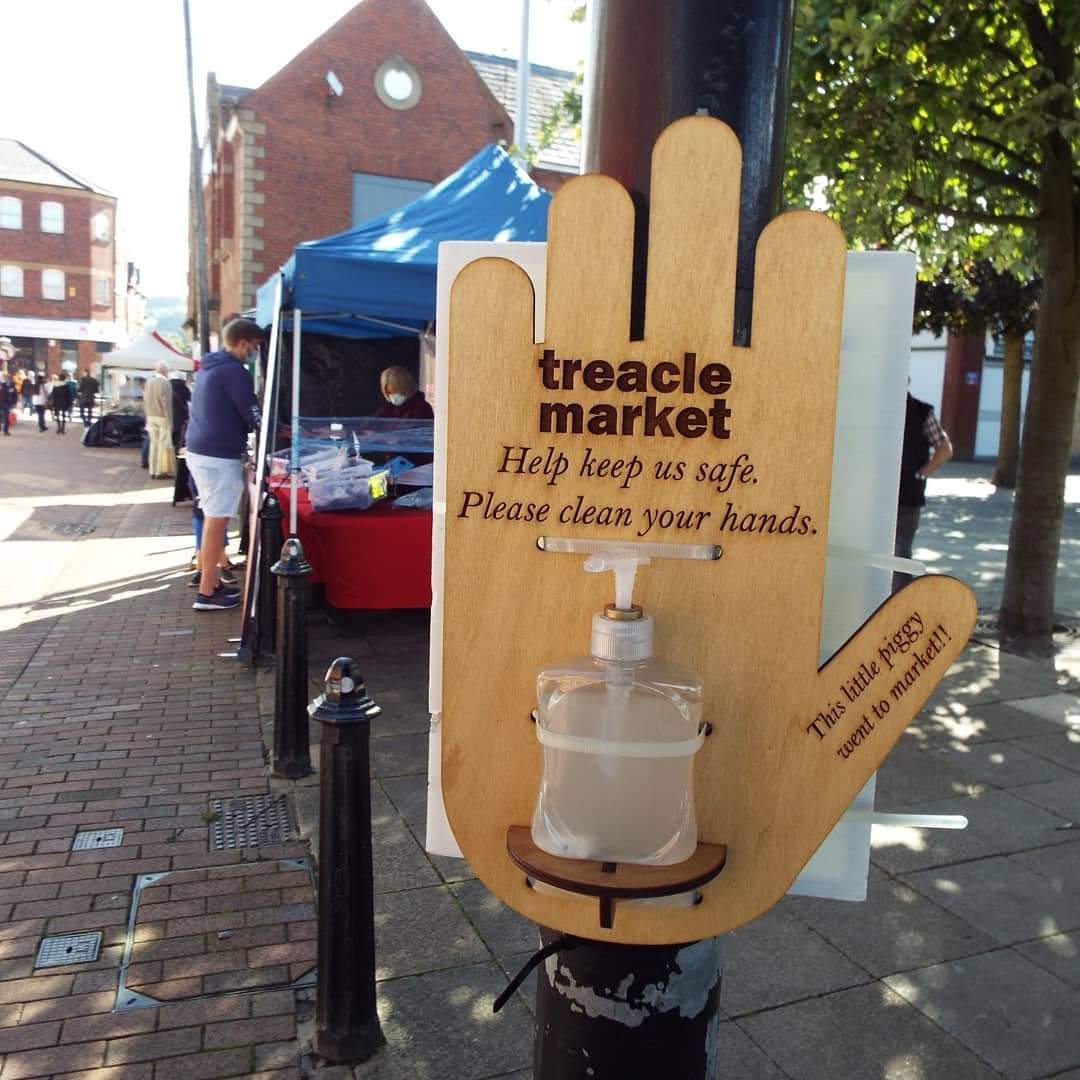 treaclemarket's tweet photo. A small open air food market of 25 stalls  the 'Lockdown larder' for the next three Saturdays in Market Place for local shopping. Please look after each other: bring your own bag, wear a mask, social distance and clean your hands as you shop. #CovidCareful #openair #Macclesfield https://t.co/pHe000kaBt