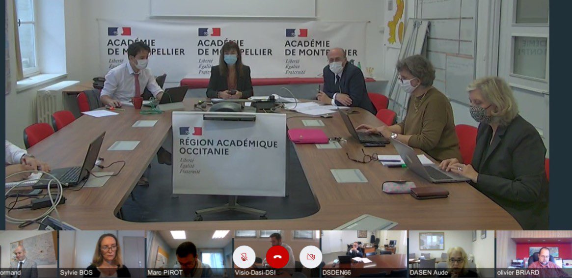 Réunion hebdo de la cellule continuité pédagogique : suivi des plans des lycées, partage de bonne pratique,  accompagnement par inspecteurs et par des pairs pour une qualité de la continuité, prévention fracture numérique &amp; décrochage. L’<a href="/acmontpellier/">Académie Montpellier</a> accompagne sur le terrain !