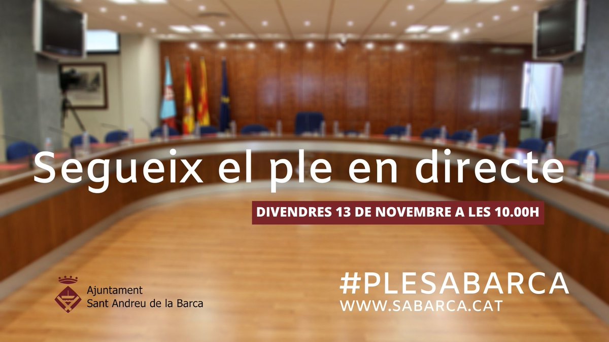 Ajuntamentsab's tweet photo. ℹ️ Avui divendres a partir de les 10.00 h tindrà lloc un Ple extraordinari. Recordeu que el podeu seguir per https://t.co/ZYEFOxGXrT i les xarxes socials del consistori #plesabarca

📲https://t.co/pUA0oqjObV https://t.co/53YjQcDkP6