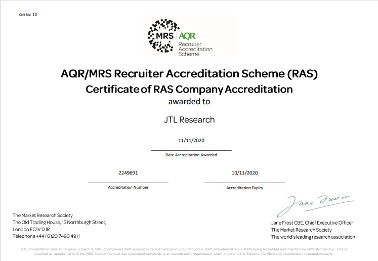 Happy to say I am now an AQR/MRS Accredited Recruiter <a href="/TweetMRS/">MRS</a> <a href="/AQRUK/">AQR</a> #marketresearch #mrx 😀👌