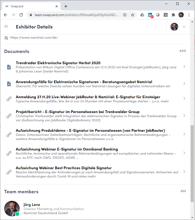 Johannes_Leser's tweet photo. @Bitkom_DOffice @AxelEnsinger @jobrouter @namirial_de #DOC20 Service Update - Nachdem sich einige Teilnehmer der Session bei der Digital Office Conference Zugriff auf mehr Hintergrund-Infos zu #eSignatur wünschten finden sich jetzt im Partnerprofil zu @namirial_de in der Event App noch mehr Links https://t.co/FwXSKqJsMN https://t.co/ejr4Q80SS4