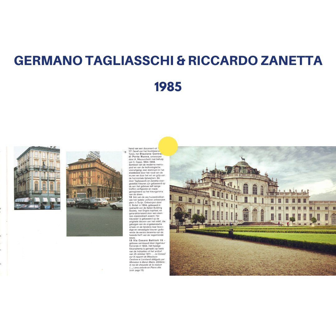 SikkensPrize's tweet photo. ● Sikkens Prize 1985
Architects Germano Tagliasacchi &amp; Riccardo Zanetta were awarded for their unique historical research into the 19th-century use of color in the architecture of Turin and the application of that in the development of the old innercity.
https://t.co/klXAoIqPgc https://t.co/PwcLUijk4p