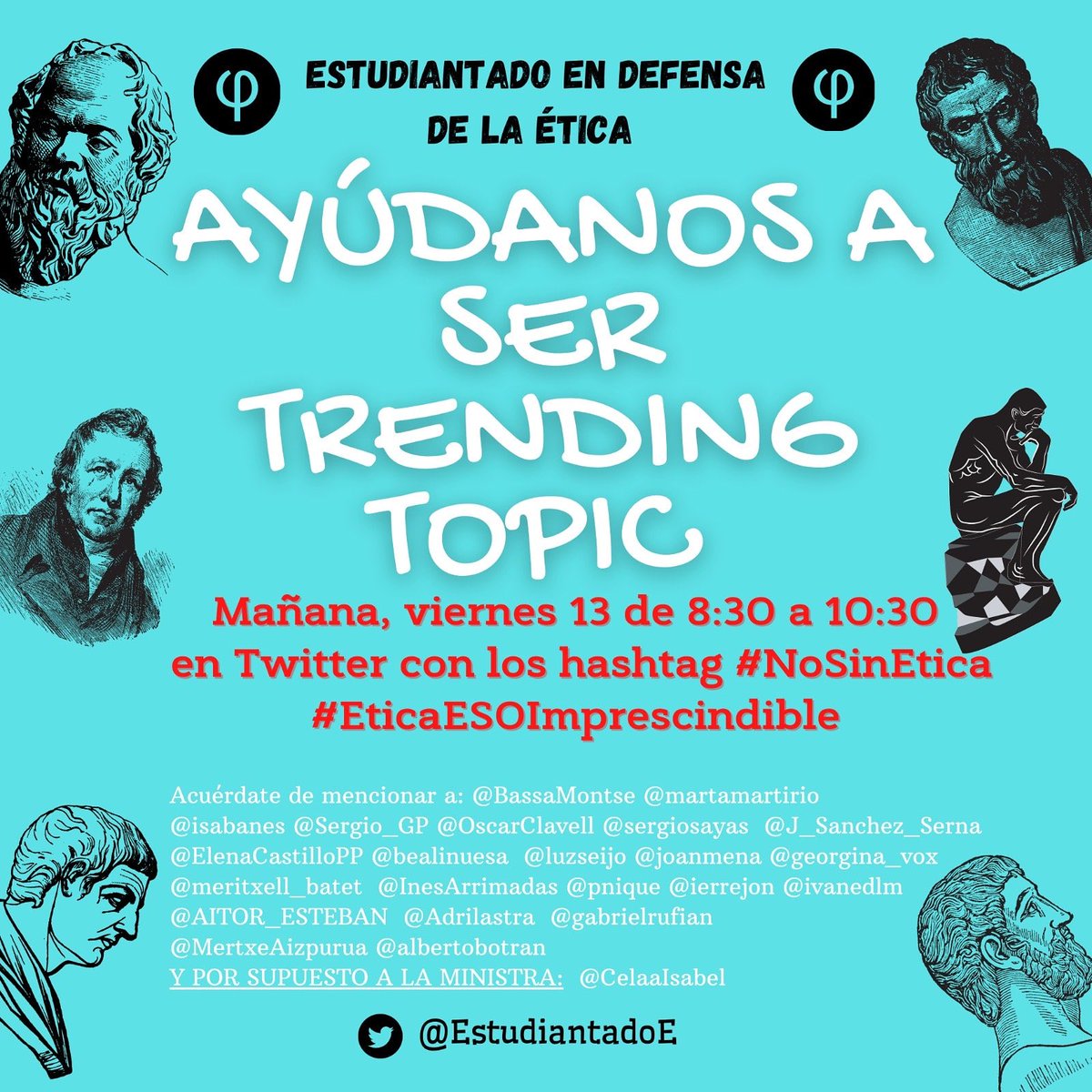La miseria de la política educativa que llevamos padeciendo décadas consiste en suprimir, en nombre de la “utilidad”, todos esos saberes que no sirven para que seamos útilmente insertables en el mercado laboral sino que sirven para que seamos ciudadanos críticos. #NoSinEtica
