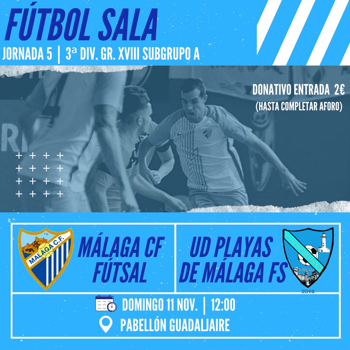 MalagaCFutsal's tweet photo. 🔵Comunicación para el partido del próx Domingo 🆚 @udplayasdemala1 :

🤝 Adquiere la entrada anticipadamente en 1 de los clubes

✅ Donativo de 2 € por entrada

🎫 Entrada limitada (200 pers)

⏰ Llega temprano

🌡 Toma de temperatura 

😷 Mascarilla

↔️ Distancia de Seguridad. https://t.co/TzqpmA6Xsz