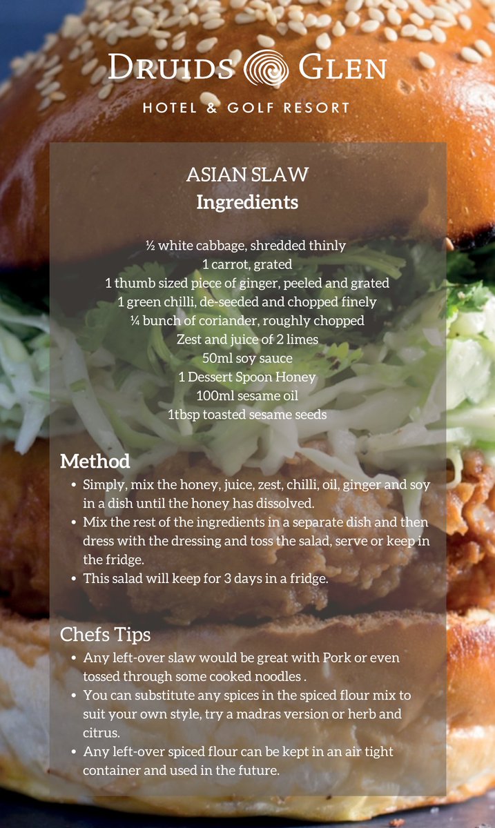 Create your own 'Fakeaway' this weekend with this delicious recipe from our Executive Chef Neal Kearns, 'Crispy Chicken Sandwich'.

#fakeaway #recipe #createyourown #DruidsGlen