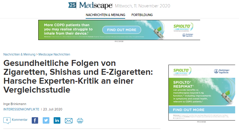 Again, real experts like  @UteMons quickly pointed out the many methodological  #flaws in the  #biased review:"no transparency""selective choice of literature""non-scientific"Brought to you by  @Medscape & a  #Pharma  #COPD drug maker: https://deutsch.medscape.com/artikelansicht/4909104 8/n