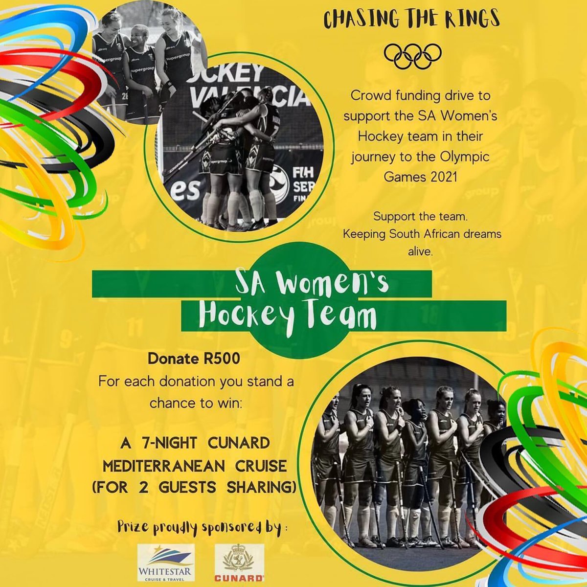 Stand a chance to win a cruise for two by donating R500 to the <a href="/sawhockey/">+27845123681</a> on their journey #ChasingTheRings to the Tokyo Olympic Games 2021 💥 LIMITED to 500 tickets only! 

rvgacademy.com/shop/sa-womens…

#ChasingTheRings
#SAWomensHockey
#OlympicGames2021