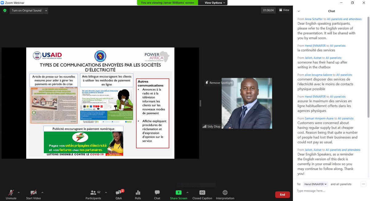 PowerAfricaUS's tweet photo. This was our most interactive webinar in the series so far! Thank you to a great audience for asking throughout the session and reflecting on and sharing with us your experiences, concerns, and feedback. We look forward to the next webinar. Register NOW: https://t.co/61EVaFTV8q https://t.co/k0kiq2rSa2