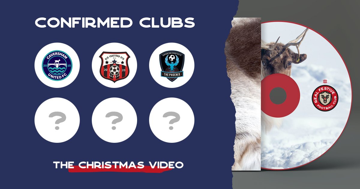 RealFestiveFC's tweet photo. * NEW 🦌 SIGNING *

Delighted to confirm that @SupportSCFC have joined the illustrious list of teams confirmed for the #RealFestiveFC Christmas vid!

@CavershamUnited ✔️
@OldTraffUtd ✔️
@SupportSCFC ✔️

We need a Welsh, Scottish and Irish team to complete the line up - RT RT RT! https://t.co/hoMilenzCp