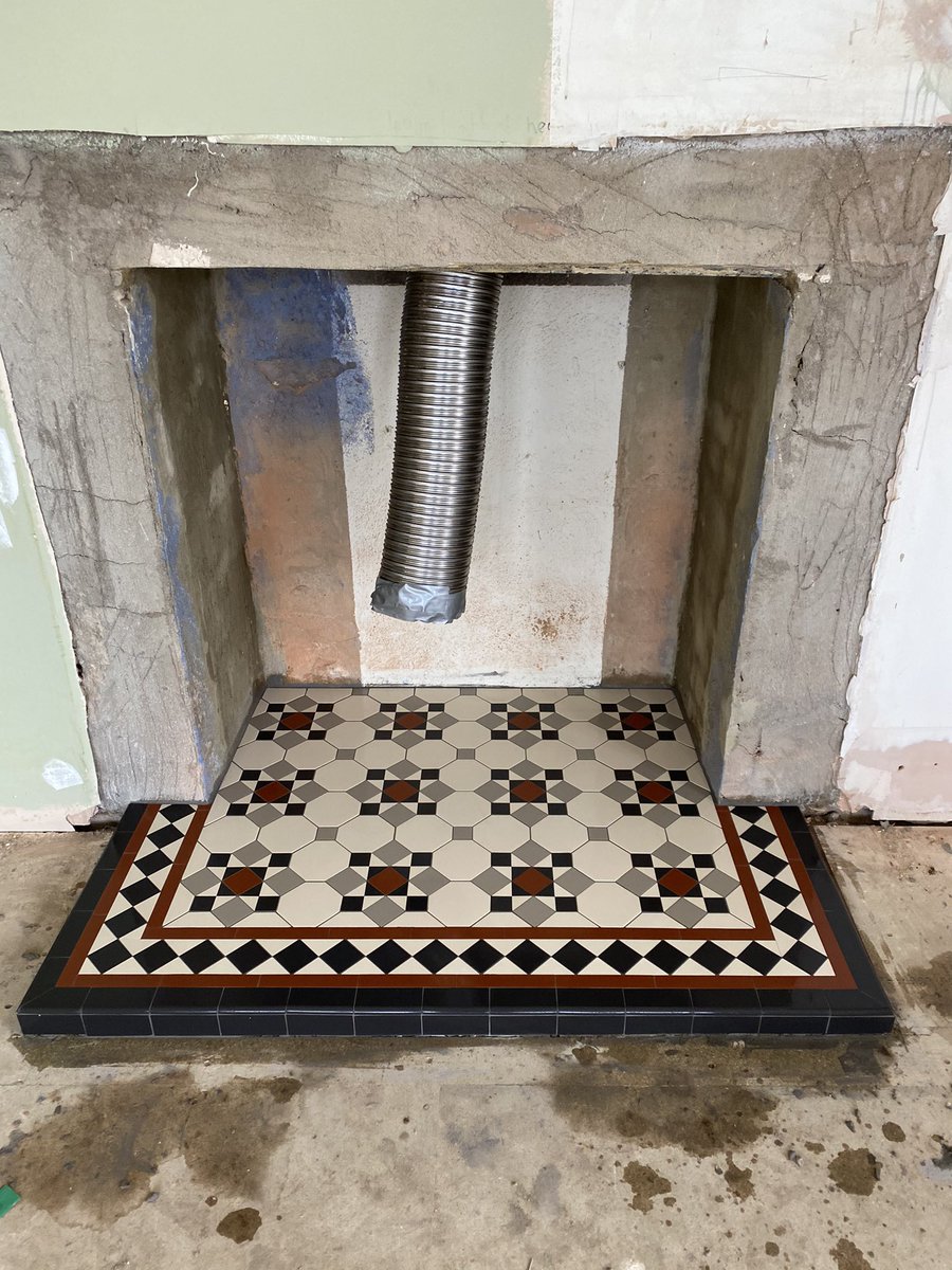 GeometricTiling's tweet photo. We tiled 3 areas in this beautiful early Victorian farm house, the hearth was the 1st completed using black white red and grey, in Cornwall design by @londonmosaic
Adhesive and grouts from @MapeiUKLtd
#geometrictiling #geometricdesign #mymapeiproject https://t.co/3EAPqLF6Uw