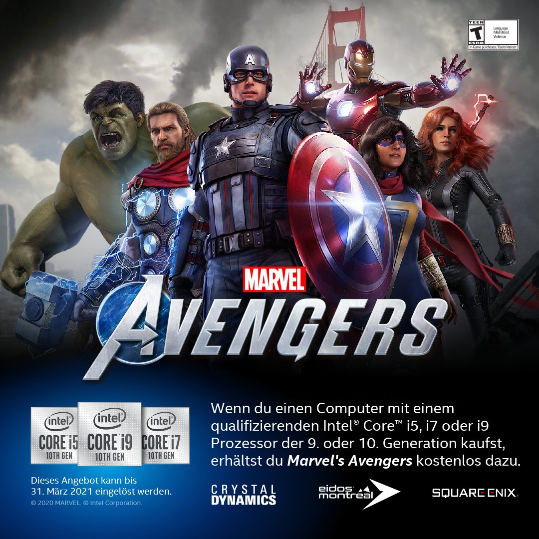 E Tec At Kaufe Einen Qualifizierenden Intel Core I5 I7 Oder I9 Cpu Der 9 Oder 10 Generation Und Erhalte Marvel S Avengers Kostenlos Dazu T Co Yx1lsppodh Intelgaming Intel De Intel Weareintel Intelnews Intel