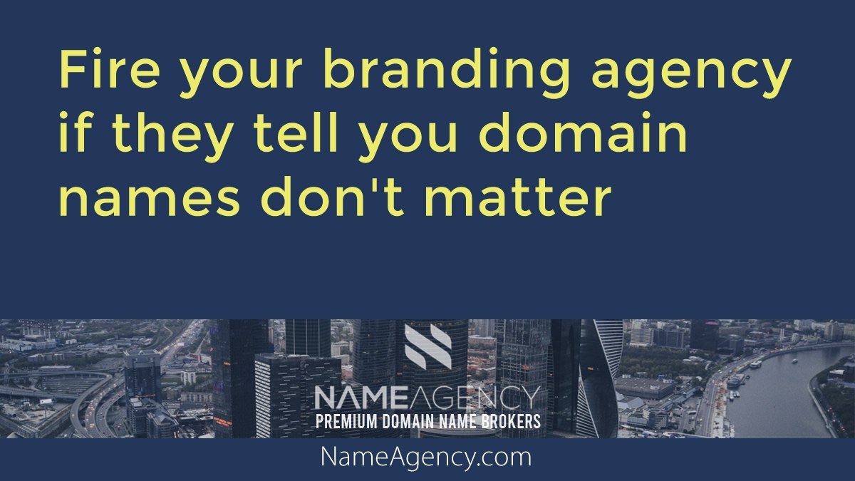 NameAgency_com's tweet photo. Fire your branding agency if they tell you domain names don’t matter
#nameagency #domainnames #branding #marketing #startup https://t.co/dsfjskRkUZ