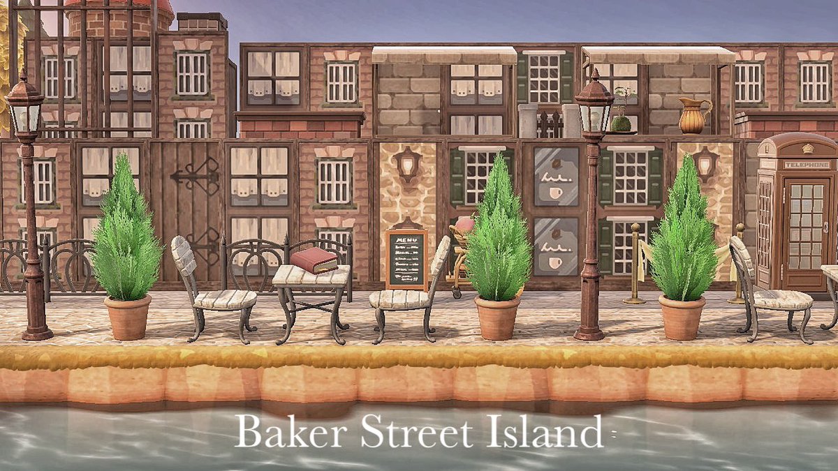 𝑚𝑖𝑖 川沿いの街並み 新作のカーテン窓と コーヒーショップのドア どうかな 素敵なマイデザもお借りしています あつ森 マイデザイン Acnh あつまれどうぶつの森 あつ森写真部 ヨーロッパ