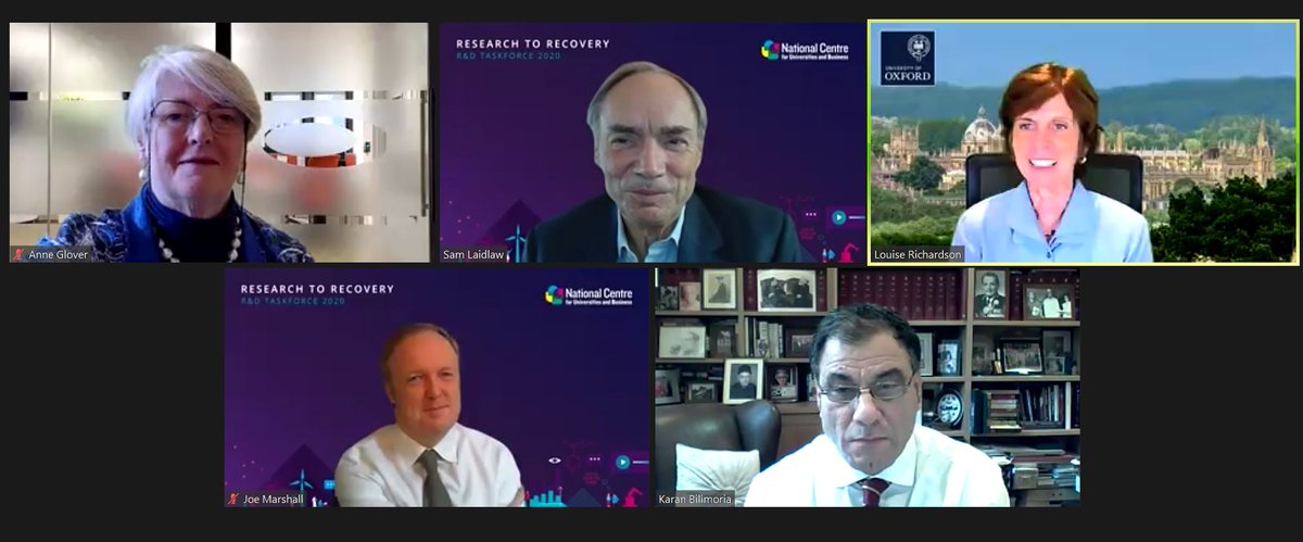 NCUBtweets's tweet photo. To read the report our panel members Lord Karan Bilimoria, President of @CBI, Professor Louise Richardson, Vice-Chancellor of the @UniofOxford and Anne Glover CBE, CEO of @AmadeusCapital are talking about see here: https://t.co/nzynnNG7IE #ResearchtoRecovery https://t.co/P04ycaLu22