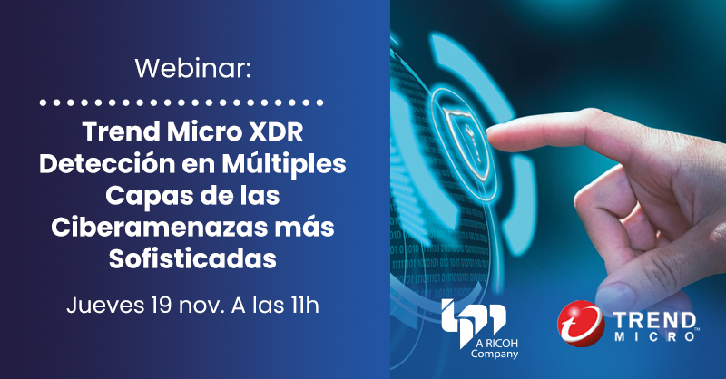IPM_ES's tweet photo. Regístrate en nuestro #webinar del 19 de noviembre y descubre las características y ventajas de #TrendMicroXDR, una solución diseñada para trabajar en múltiples capas de seguridad ¡Te esperamos!➡️https://t.co/pqirDbVJgW @TrendMicroES https://t.co/rmyUrTSec1
