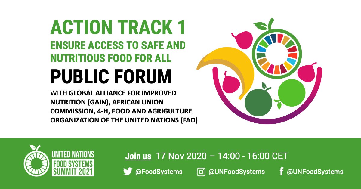 FoodSystems's tweet photo. 📣 REGISTER NOW for the @FoodSystems Summit Action Track 1 Public Forum, hosted by @GAINalliance @FAO @_AfricanUnion &amp; @4H!

📅 17 Nov
🕑 2pm CET
🗣️@l_haddad @CorinnaHawkes @jessfanzo @MaureenMuketha

Sign up here! 👉 https://t.co/7fJ7Un6HbS 

@WWF @CARE @EATforum @ICCCAD https://t.co/aUMAWjQ5OH