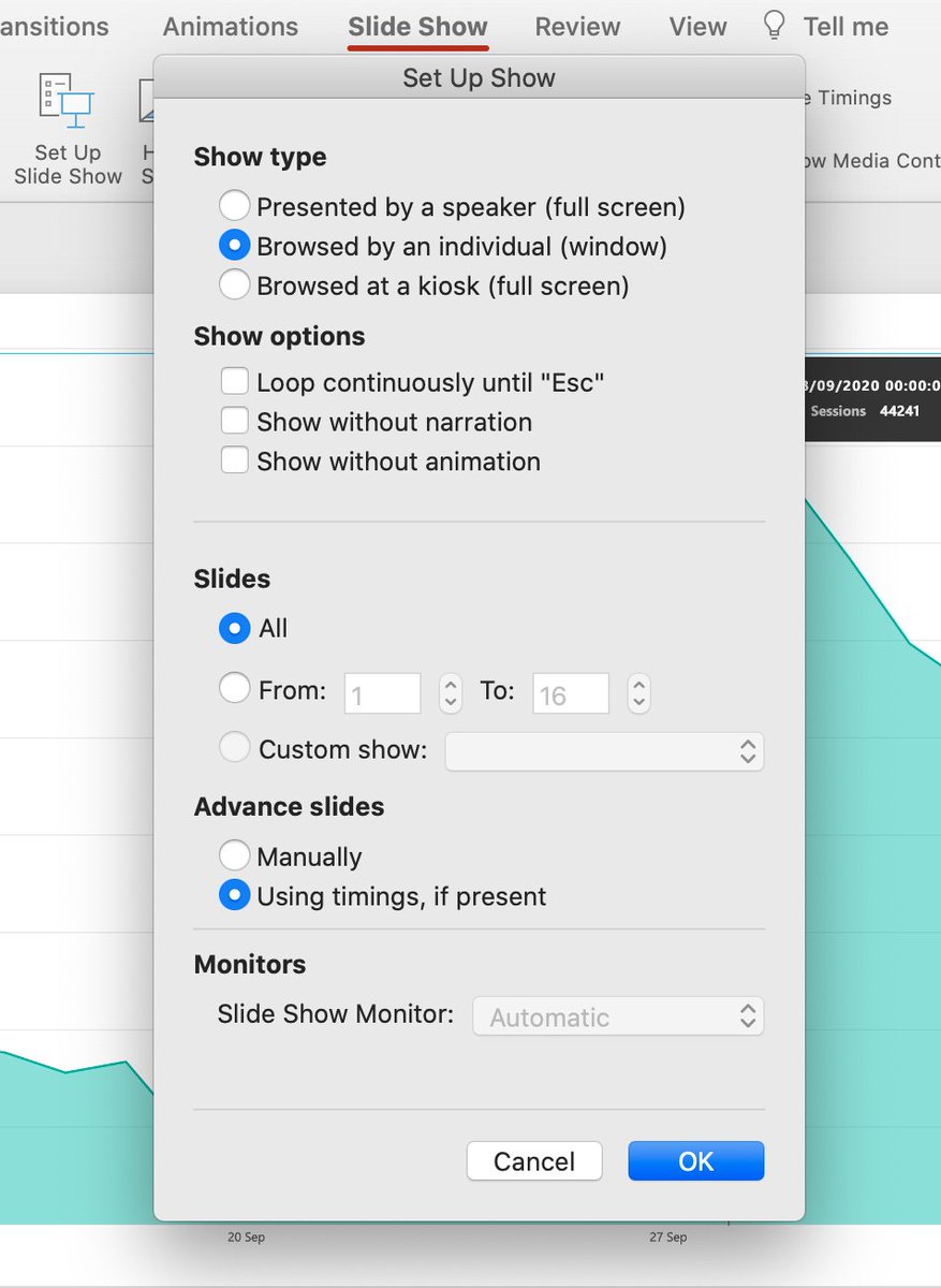 katiepiatt's tweet photo. Want to present your PPT in Teams but not have it full screen so you can see the chat? You can have it in a window with this setting. Thanks @Rob_work #BrightLearn https://t.co/hy1rVMgo7k