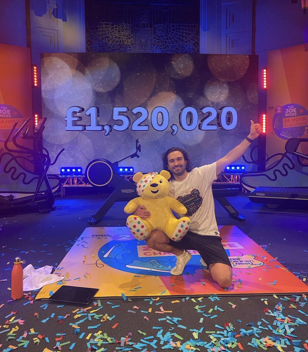 Joe Wicks (@thebodycoach) on Twitter photo OMG we did it 🎉 What an incredible 24 hours 🥵 I’m absolutely broken but we raised an unbelievable amount of money for <a href="/BBCCiN/">BBC Children in Need</a> and we’re going to help so many people 💛 THANK YOU to everyone that donated or sent me a message. I could not have done this without you ❤️ <a href="/BBCRadio2/">BBC Radio 2</a> OMG we did it 🎉 What an incredible 24 hours 🥵 I’m absolutely broken but we raised an unbelievable amount of money for <a href="/BBCCiN/">BBC Children in Need</a> and we’re going to help so many people 💛 THANK YOU to everyone that donated or sent me a message. I could not have done this without you ❤️ <a href="/BBCRadio2/">BBC Radio 2</a>