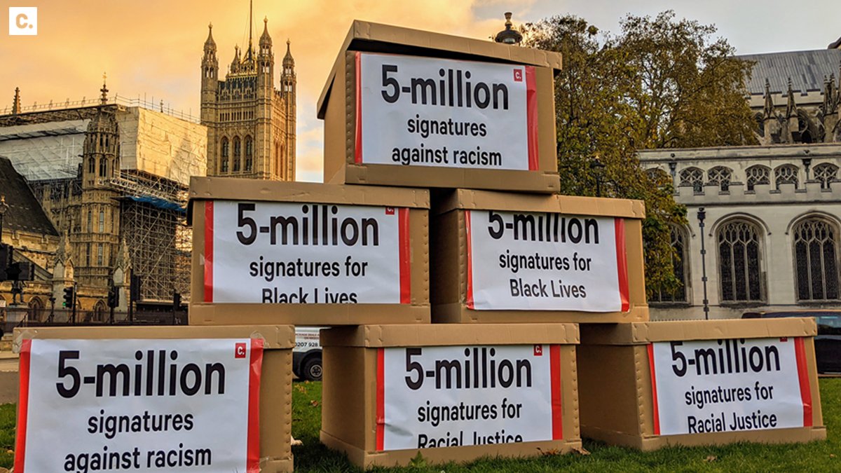 UKChange's tweet photo. It’s official: more people have signed petitions for an end to racism than ever before in British history! We took the 5 million signatures to Westminster - @10DowningStreet, are you listening? 

#Project5Million https://t.co/7kyasMTm0Q https://t.co/7hrVs3mav4