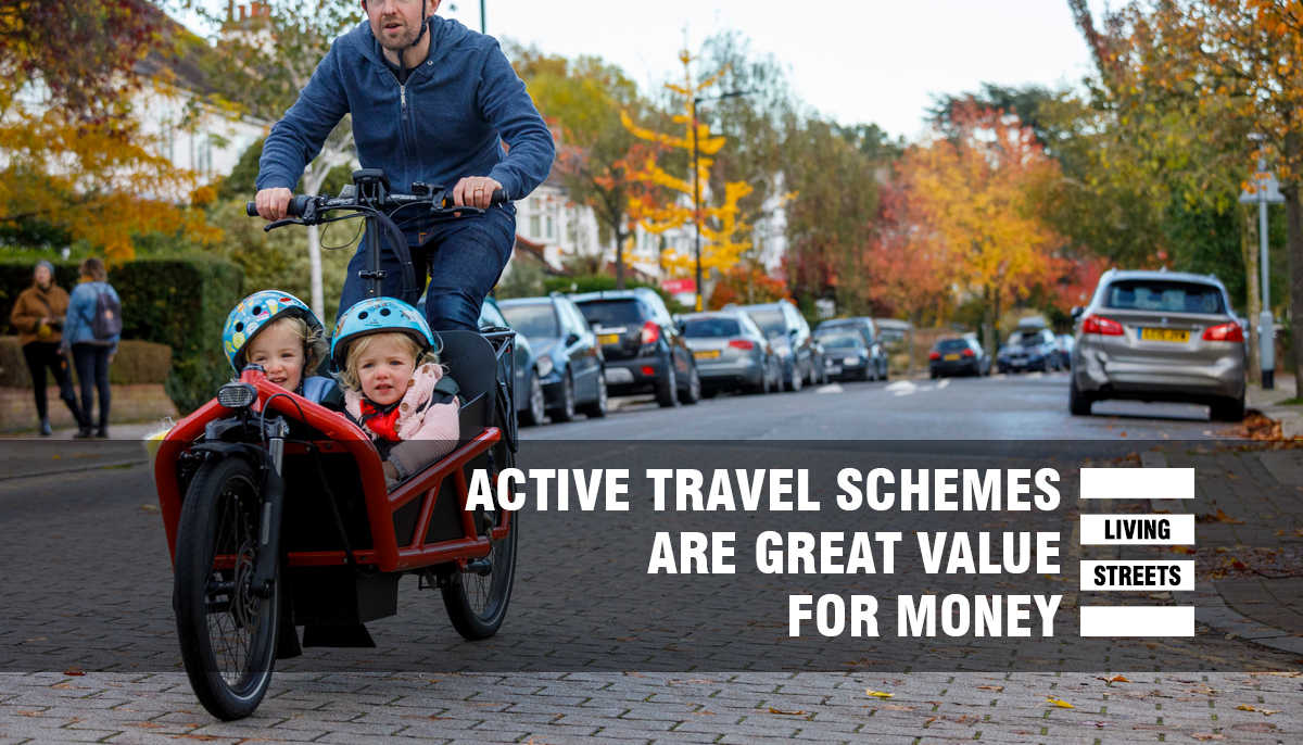  Active travel schemes are great value for money. The average benefit cost ratio (BCR) for  #walking and  #cycling projects is a 13:1, which means that for every pound spent, £13 is returned to the economy! http://livingstreets.org.uk/ltns 