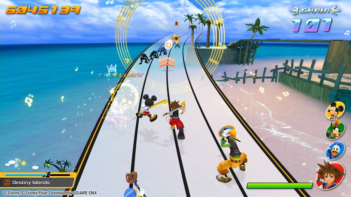 KINGDOMHEARTS's tweet photo. 🌟 "Let's team up!" 🌟

Use a Summoning Star in a Field Battle Music Stage to add King Mickey to your team for the duration of the song in #KingdomHearts Melody of Memory.

He can attack enemies with rainbow timing guides and fully restore your HP when you're in a bit of a pinch! https://t.co/RoL5Y1lGD5