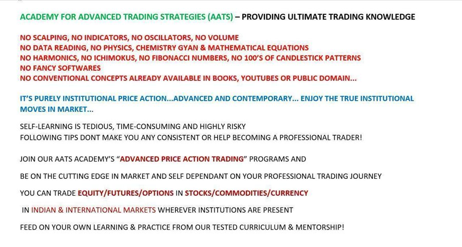 AdvPATrader's tweet photo. ACADEMY FOR ADVANCED TRADING STRATEGIES offers UPGRADED Professional Learning program for Stock Market Traders

THE MASTERCLASS PROGRAM (TMC) - https://t.co/wWfDOJAtdA
- REGULAR COMPREHENSIVE PROGRAM- 3 MONTHS- ZERO TO MOST ADVANCED Level of Advanced Price Action Learning https://t.co/fbOs3mT0yB