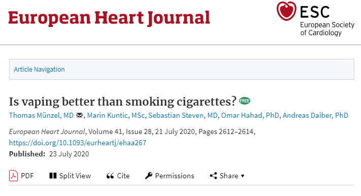 Then the surprising, almost  #unbelievable turn of story in 07/20: https://doi.org/10.1093/eurheartj/ehaa267incl. reference to e.g. : https://www.bhf.org.uk/what-we-do/news-from-the-bhf/news-archive/2019/november/smokers-who-switch-to-vaping-see-improvements-in-their-blood-vessel-healthActual change of mind or desperate try to rescue a Prof's reputation?Whatever, at least some clear Q&A's, though (too?) late.9/n