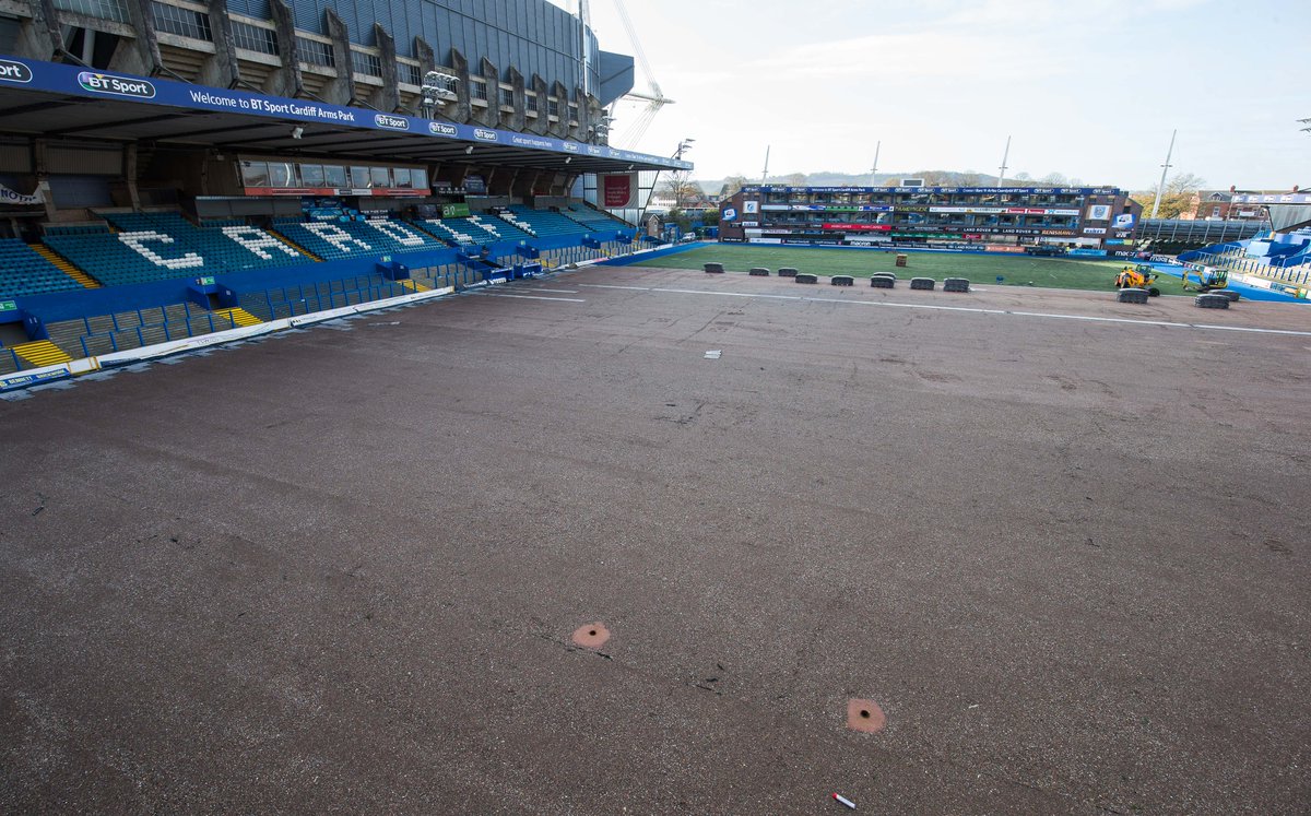 Cardiff_Rugby's tweet photo. Work has now begun to replace the artificial surface at @ArmsParkCardiff.

Our thanks go to @CV_UHB @dragonsrugby and @TonyPattersonSg for their support.

https://t.co/65h6Y17IKu https://t.co/Rr8GZt5F9E