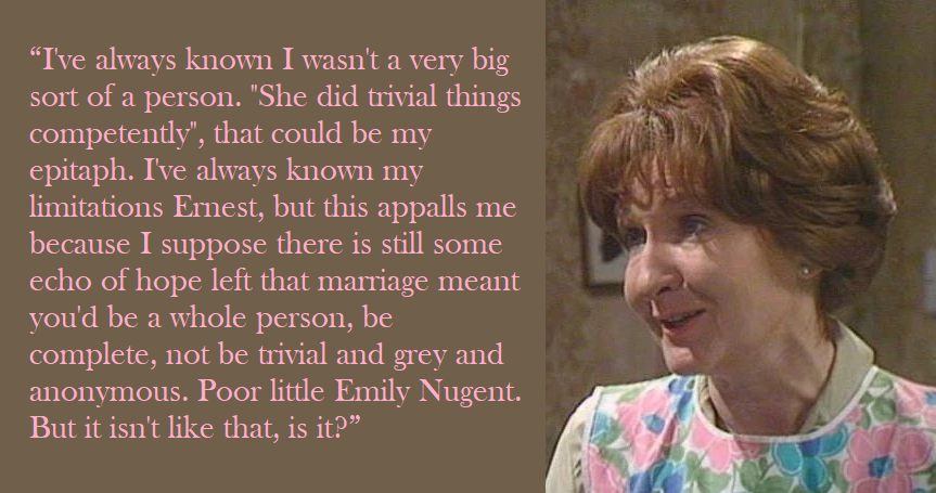 Corriepedia's tweet photo. #CorrieQuotes #EmilyBishop #ClassicCorrie #AdeleRose https://t.co/EtpdxEfNNY