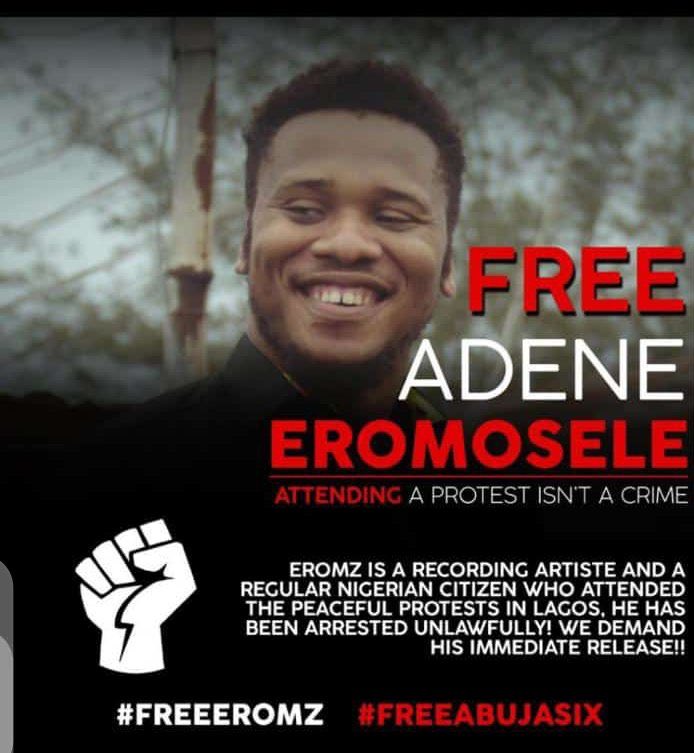 ebelee_'s tweet photo. Eromosele is still in custody after being transferred from Lagos to abuja. All efforts to get him out have so far not worked, we need to keep pressuring the government for his release #FreeEromz #EndSARS https://t.co/un7eYwrAa9