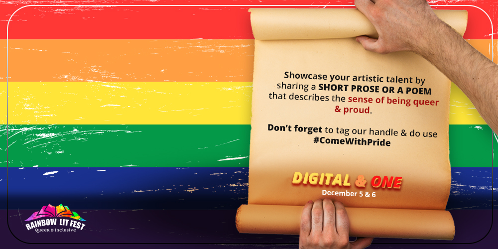 RainbowLitFest's tweet photo. Bringing out the real you! ππͺ
The #ComeWithPride Challenge is an opportunity for you to share a short verse that best describes the sense of being queer & proud!π³οΈβπ
Last date for entries: 26th Nov, 2020ποΈ
Doπ·οΈus!
T&C: https://t.co/ow8FVurEcF https://t.co/FPhQMbn9XF