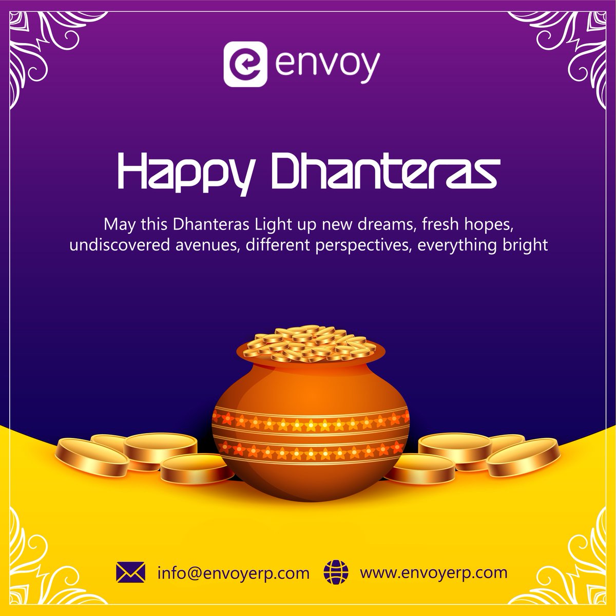 EnvoySuite's tweet photo. May you be showered with the choicest blessings of Goddess Lakshmi, Lord Dhanvantari and Lord Kubera. A very Happy Dhanteras to you and everyone in your family.

#happydhanteras #happydhanteras2020 #dhanteras #dhanteras2020 #diwali #diwalicelebration #happydiwali #happydiwali2020 https://t.co/P7nyH9RSjj