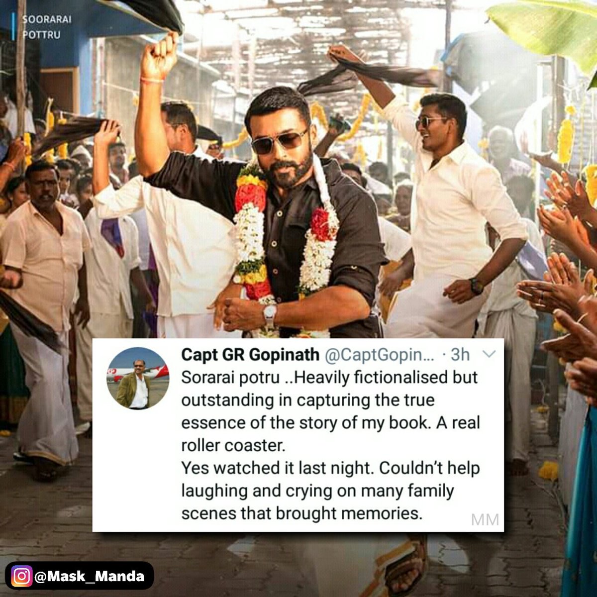 mask_manda's tweet photo. Captain #Gopinath about #SooraraiPottru ❤😍
#MaskManda #Suriya https://t.co/b0n4w88hTl