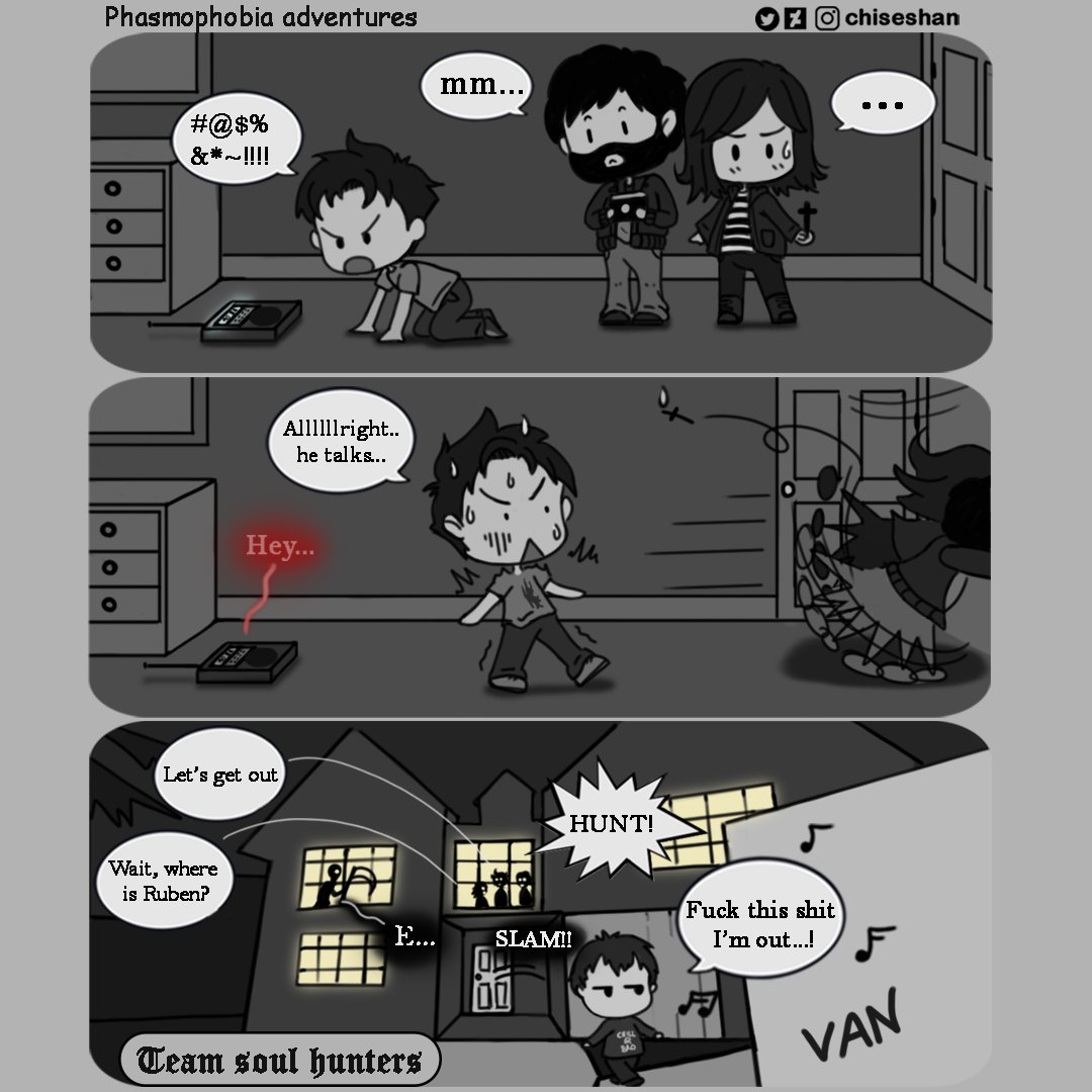 ChiseShan's tweet photo. Another adventure in Phasmophobia, this time with the spirit box 😱 #fanart #PhasmophobiaGame #Phasmaphobia https://t.co/PiKJShq36S