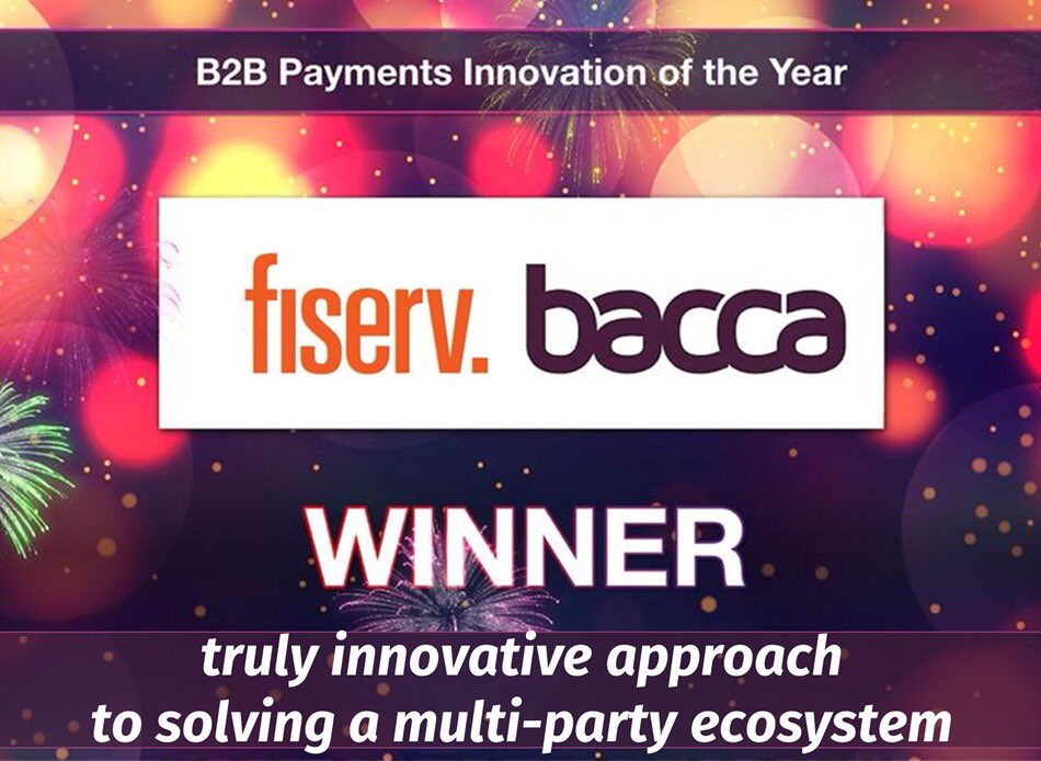 WYGRALIŚMY!! B2B PAYMENTS INNOVATION OF THE YEAR!!!
#Bacca #Fiserv @PaymentsAwards2020
 
@FirstData Polska dziękujemy za współpracę przy naszym flagowym rozwiązaniu płatniczym #TubaPay! #winner #payment #innovation