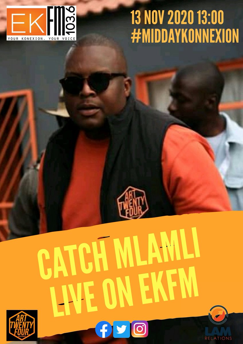 Art24Ent's tweet photo. It's D-day 

Don't forget to link up with us as our CEO @MlamliMaloyi speaks to the fab team @EKFM1036SA. If you're on the move &amp; prefer streaming, listen live on https://t.co/lfpkJp5pLP. 
Support Mli by calling on 0117385162 or whatsapp on 0817284395          

Si-On https://t.co/Rg09nZI5Lg